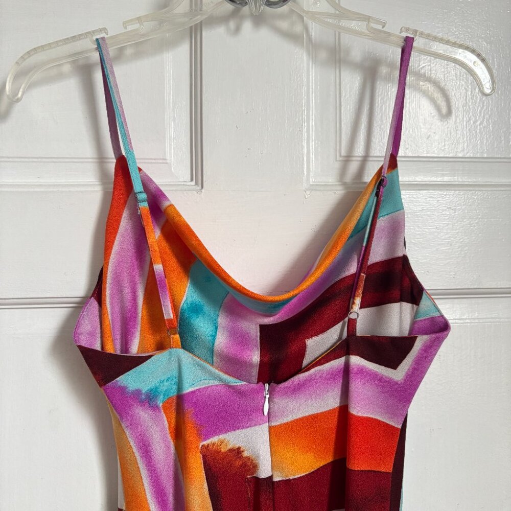 Veronica M Dress Colorful Midi Pink White Red Tropical Graphic Print Vacation XS - Picture 5 of 9
